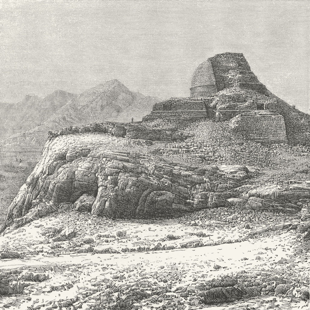 PAKISTAN. Ruined Stupa in then Khaiber pass c1885 old antique print picture